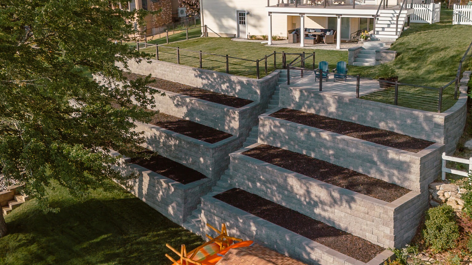 Photo of a Backyard Retaining Wall